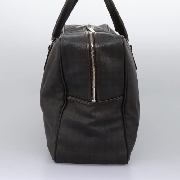 BURBERRY Nova Check Boston Bag PVC Leather Brown Silver Auth ep8729 - Picture 4 of 16